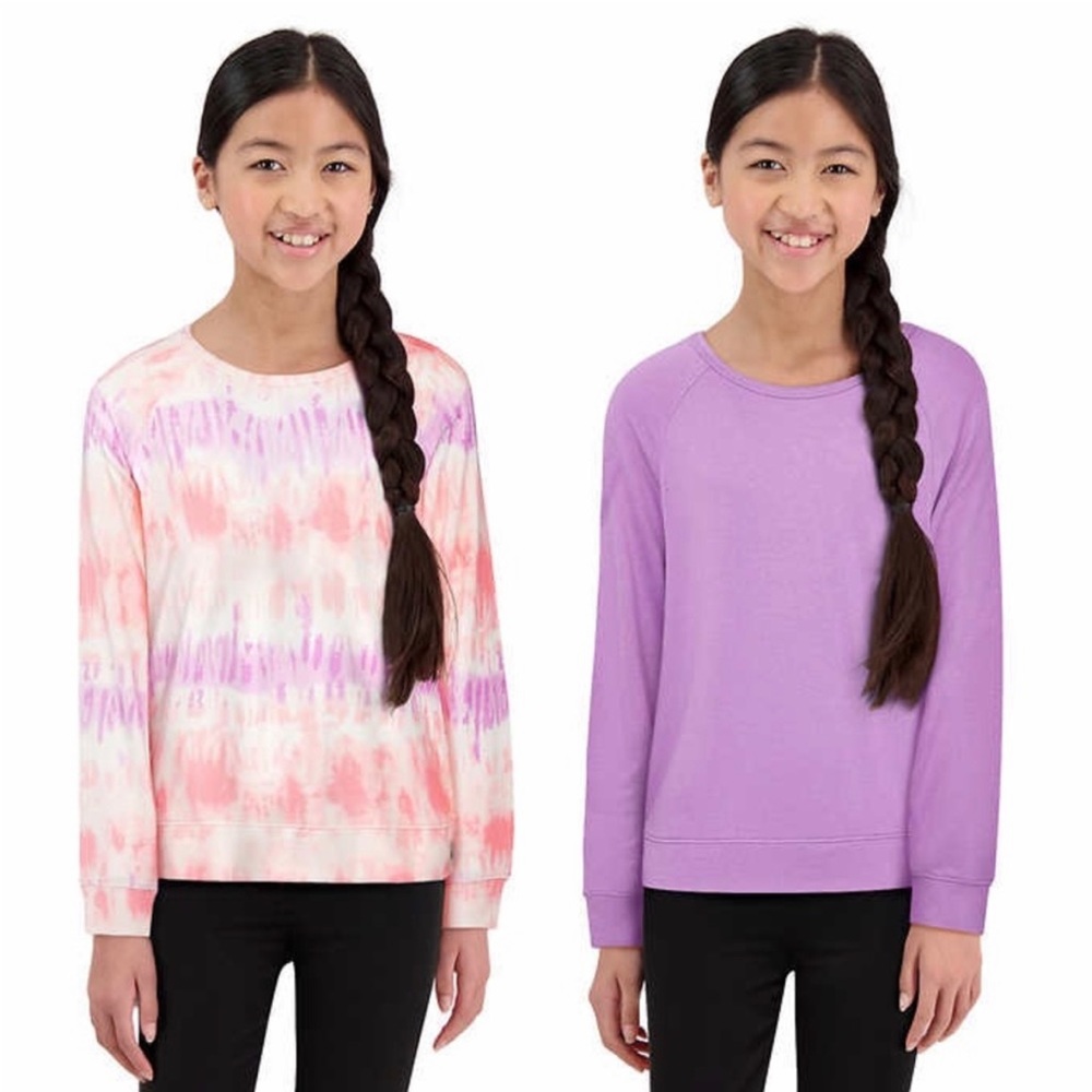 NWT Lucky Brand Tie-Dye & Purple Long Sleeve Crewneck Top 2 pc Set Girl's Size S